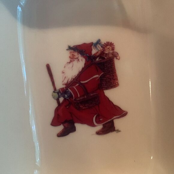 Christmas Dish Vintage Workshops of Gerald Henn Pottery Pink Spongeware Holiday - Picture 3 of 8